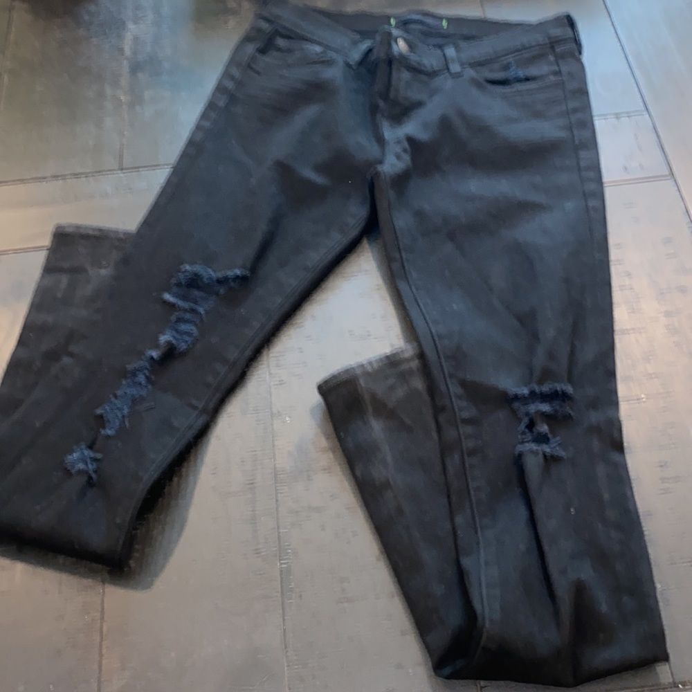 J Brand Low Rise Torn Jet Pencil Leg Denim Distressed Tall Jeans‌ 30